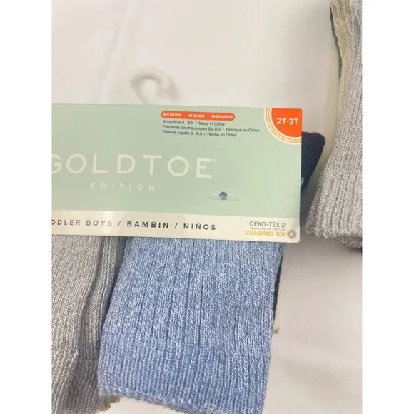 2-GOLDTOE Toddler Crew Boy 6-pack Socks 2T-3T - Picture 5 of 8